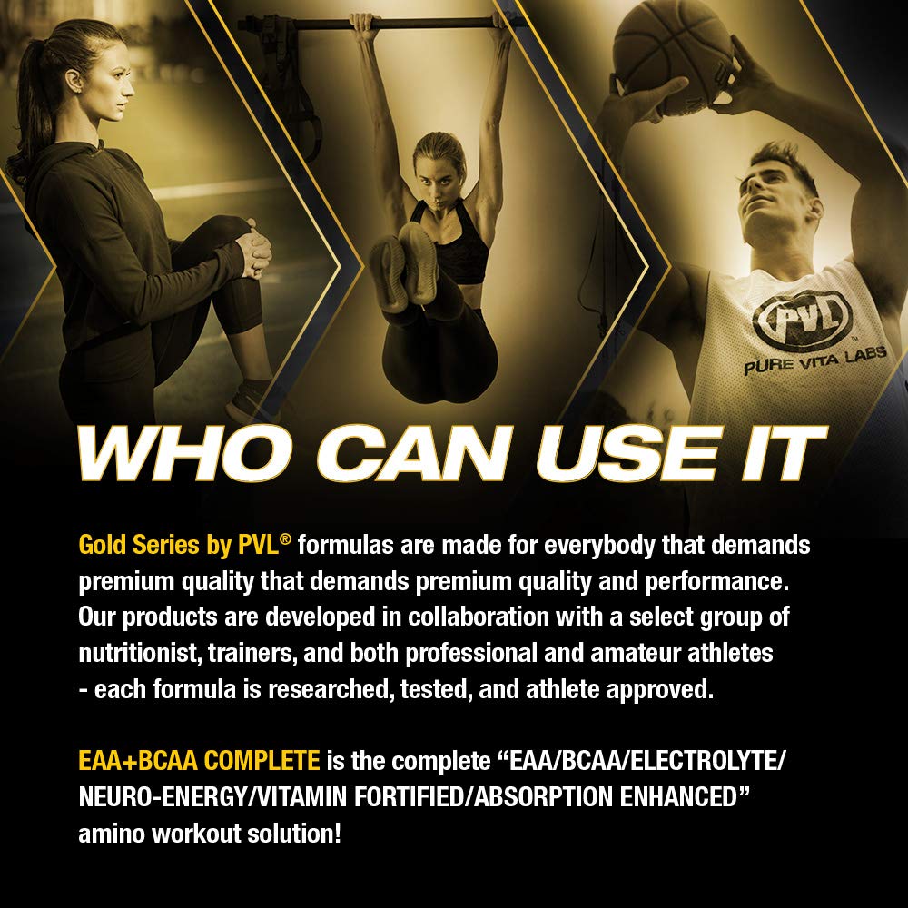 PVL EAA+BCAA COMPLETE – Essential Amino Acid Supplement with BCAAs, Electrolytes & B-Vitamins – Pre, Intra or Post Workout Powder – Keto & Vegan Friendly – Tropical Punch, 30 Servings