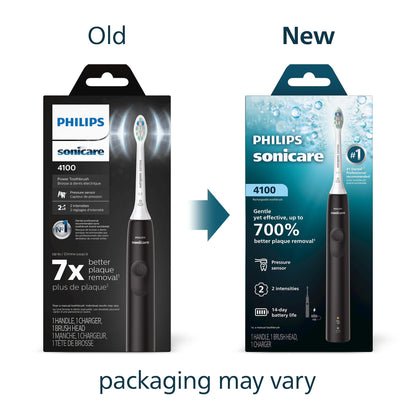 Philips Sonicare 4100 Power Toothbrush, Rechargeable Electric Toothbrush with Pressure Sensor, Black HX3681/24