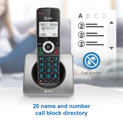 AT&T GL2101-2 DECT 6.0 Cordless Home Phone 2-Handset with Call Block, Caller ID, Full-Duplex Handset Speakerphone, 2" White Backlit Display, Lighted Keypad, Graphite & Black AT&T