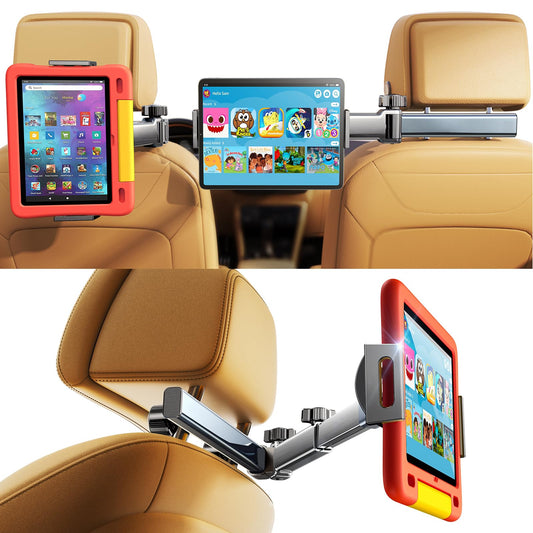 LISEN for iPad Tablet Holder for Car [3 in 1] Car Accessories iPad Holder Mount Back Seat for Car Headrest Video Kids Long Road Trip Car Essentials for 4.7-11" Tablet iPad Pro, Mini, Samsung (Black)