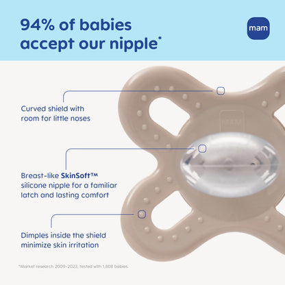 MAM Original Start Baby Pacifiers 0-3 Mths Skin Soft Silicone, 4 Pack 🍁 All In One Marketplace Canada
