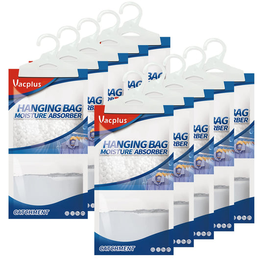 Vacplus Moisture Absorbers Packets, Fragrance Free 10 Pack, Humidity Packs, Dessicant Packets, Hanging Closet Dehumidifier Bags, Dehumidifier for Bathroom, Blue, 30.0 x 16.0 cm - Available at All In One Marketplace Canada