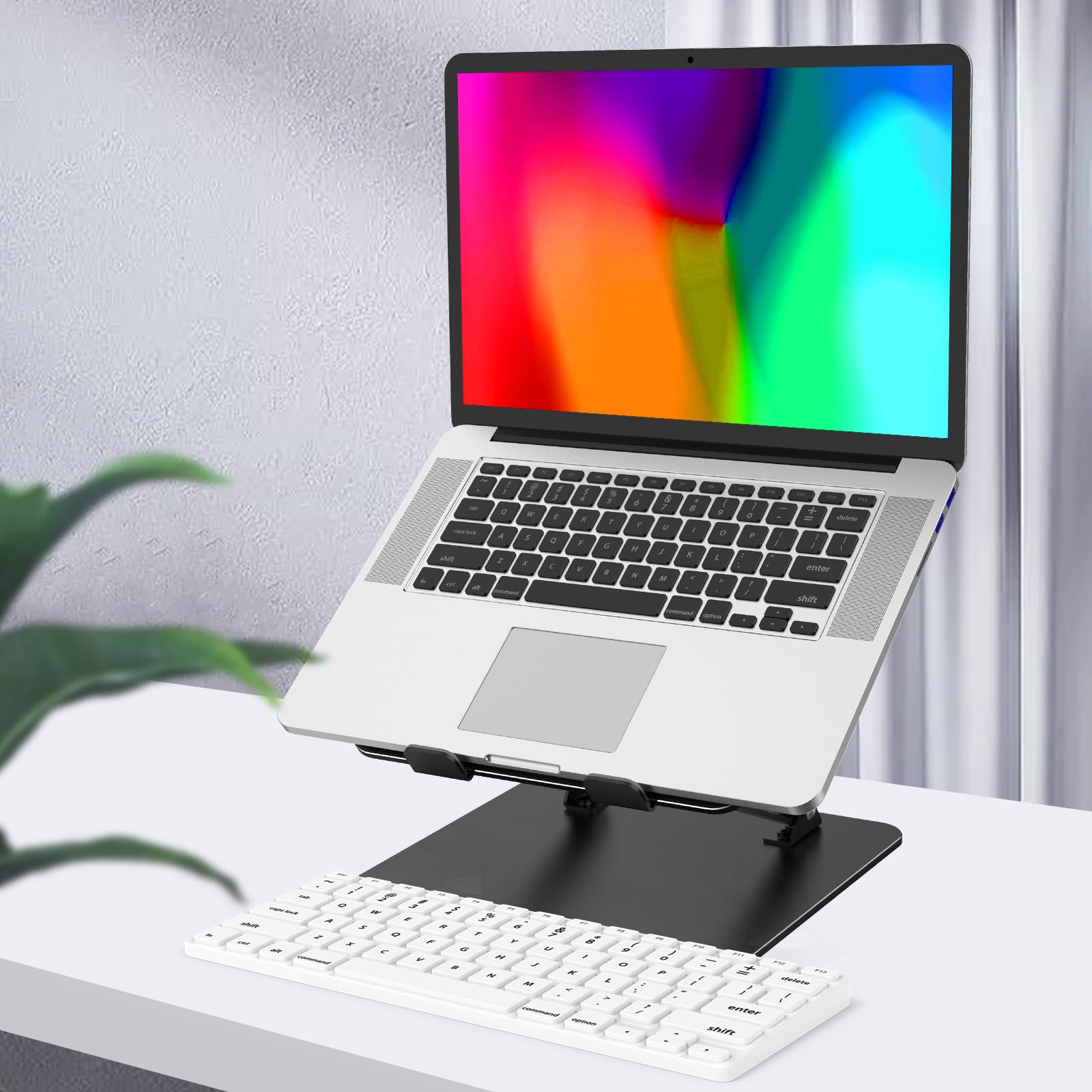 Gogoonike Adjustable Laptop Stand for Desk, Metal Foldable Laptop Riser, Portable Laptop Holder, Ventilated Cooling Computer Notebook Stand Compatible with 10-15.6” Laptops - Available at All In One Marketplace Canada