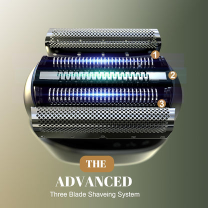 Tulzim Electric Foil shaver For Men: Portable electric razor for Beard/Face - 𝟑 𝐅𝐥𝐨𝐚𝐭𝐢𝐧𝐠 𝐁𝐥𝐚𝐝𝐞 LED Display USB-C Fast Rechargeable - 𝐈𝐏𝐗𝟕 𝐖𝐚𝐭𝐞𝐫𝐩𝐫𝐨𝐨𝐟 for Travel & Home - Light grey - Available at All In One Marketplace Canada