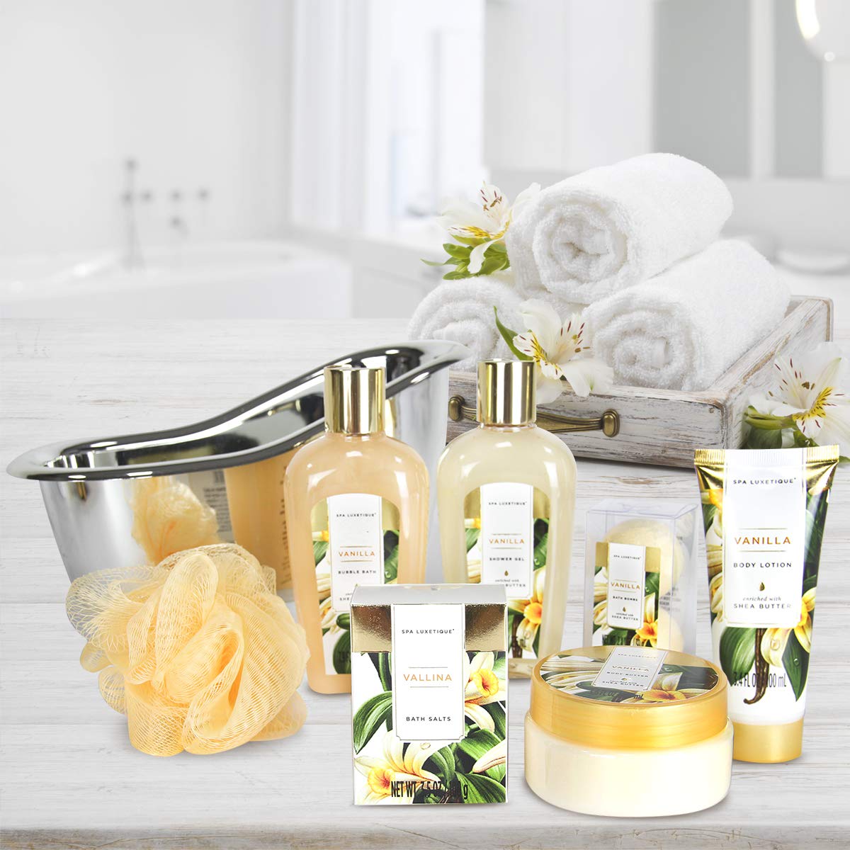 Birthday Gifts for Women Spa Luxetique 8Pcs Gift Basket Vanilla Bath Set 🍁 All In One Marketplace Canada