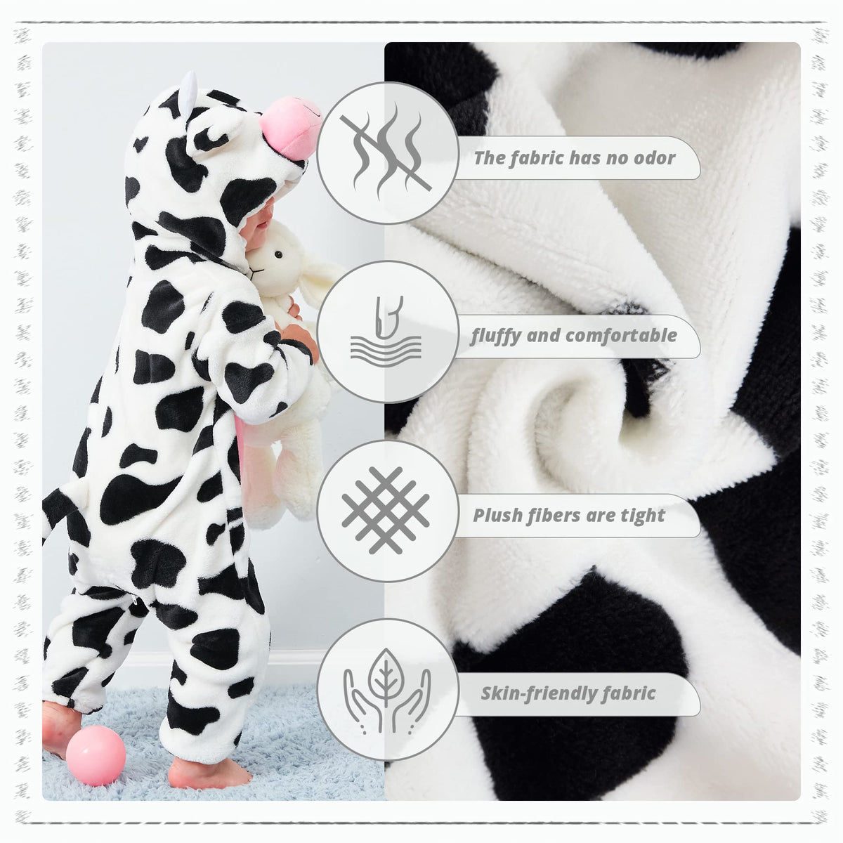 MICHLEY Baby Romper Animal Cosplay Jumpsuit Outfit, Cow, 18-24months 🍁 All In One Marketplace Canada