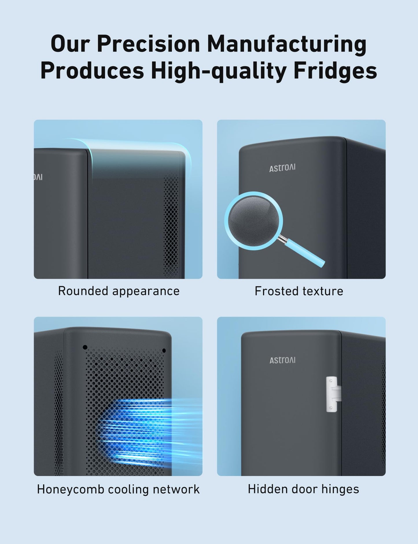AstroAI Mini Fridge 2.0 Gen, 6 Liter/8 Cans Makeup Skincare Small Fridge 110V AC/ 12V DC Portable Thermoelectric Cooler and Warmer Little Tiny Fridge for Bedroom, Cosmetics,Car (Dark Grey)
