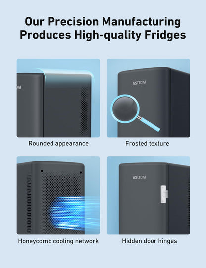 AstroAI Mini Fridge 2.0 Gen, 6 Liter/8 Cans Makeup Skincare Small Fridge 110V AC/ 12V DC Portable Thermoelectric Cooler and Warmer Little Tiny Fridge for Bedroom, Cosmetics,Car (Dark Grey)