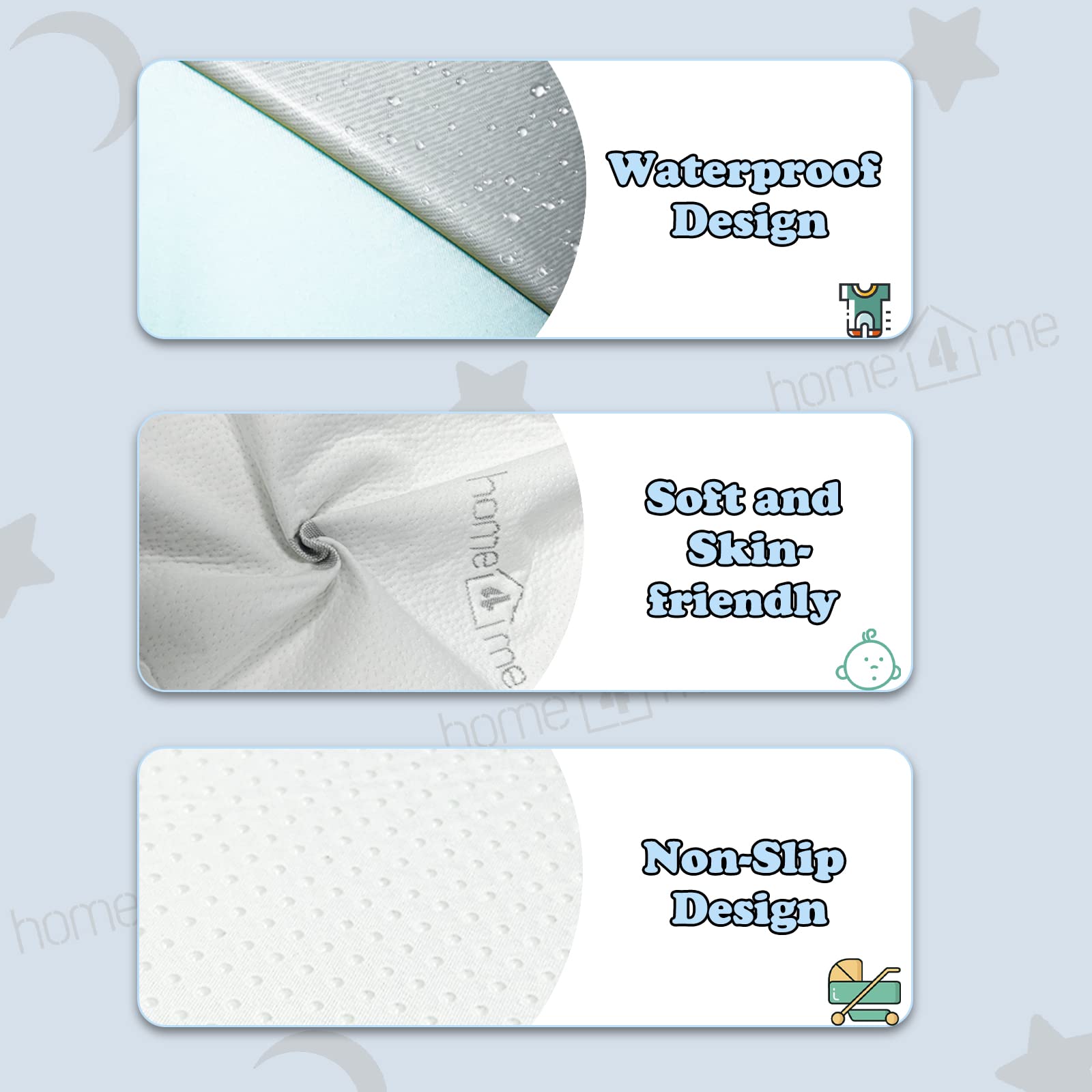 Home4me Pack and Play Mattress, 38" x 26" x 2.4", Portable, Trifold, Waterproof, Dual Sided (Firm & Soft) Mini Crib Mattress, Baby Toddler Memory Foam Mattress Pad for Play Pen
