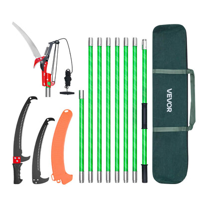 VEVOR Manual Pole Saw, 3.87-27 ft Extendable Pole Tree Pruner with Scissors, Sharp 65Mn Steel Blade, Lightweight Fiberglass Handle Pole, for High Branch Trimming, Pruning Tool for Palms and Shrubs VEVOR