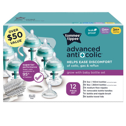 Tommee Tippee Advanced Anti-Colic Baby Bottle Set, Newborn 0m+ Tommee Tippee