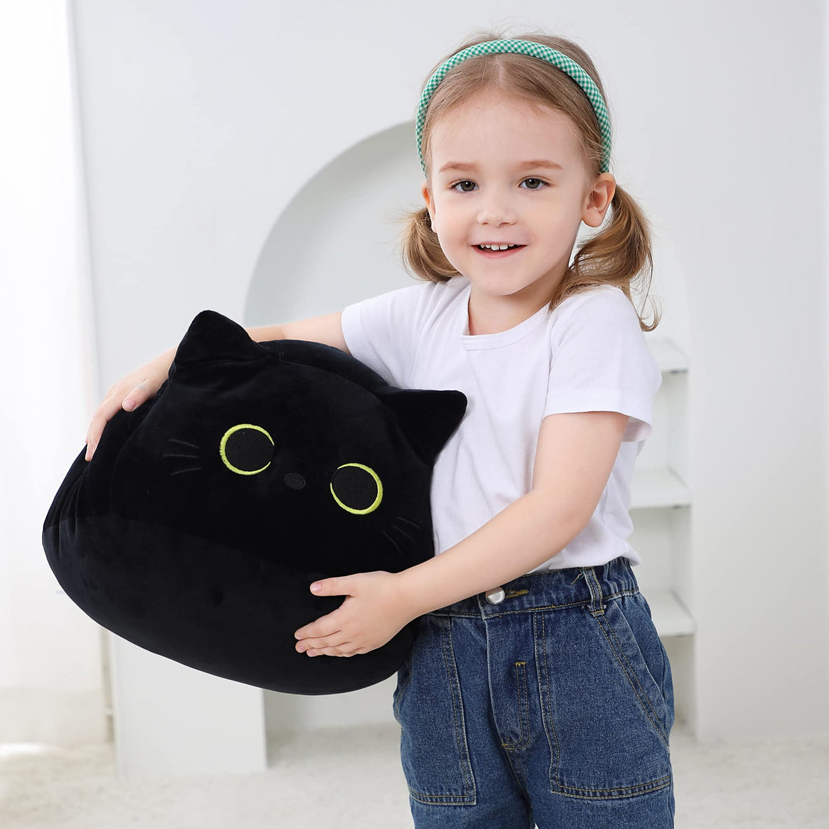 WeBingo Black Cat Plush Toy 16'', Giant Cat Stuffed Animal Plushies Pillow for Girl Boy Kid Adult, Large Big Soft Gift for Birthday Christmas Valentine's Day Home Decor 🍁 All In One Marketplace Canada