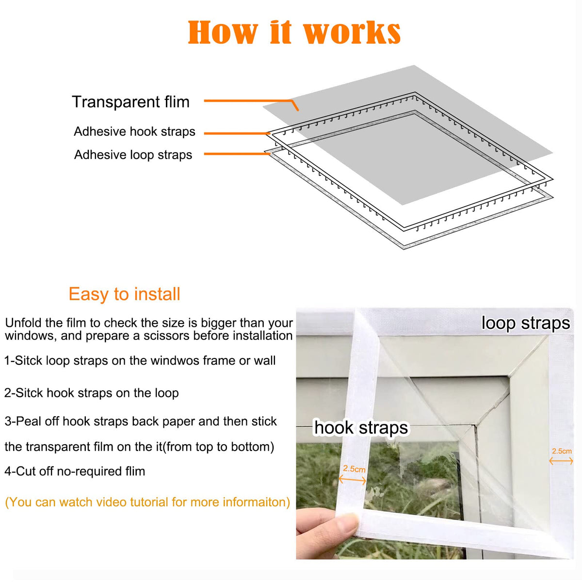 Mellroom Window Insulation Kit 47inX63in(120X160cm) for Winter Keep Cold Out,cuttable Transparent Film 180㎛ Thickness,Easy to Open for Ventilation,held by Adhesive Strips,Reusable Plastic Window wrap 🍁 All In One Marketplace Canada