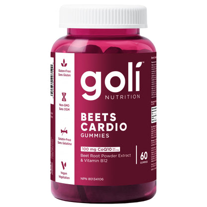 Goli Beets Cardio & B12 Gummies | Heart & Energy Support | CoQ10, Beet Root Extract & Vitamin B12 | Vegan, Plant-Based, Non-GMO, Gluten-Free & Gelatin-Free | 60 Count