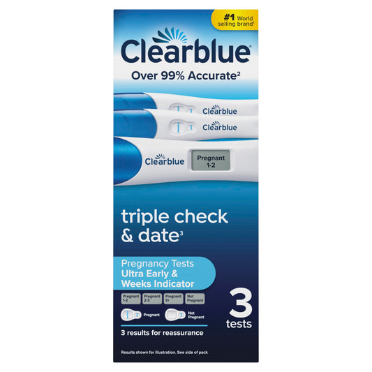 Clearblue Pregnancy Test Triple Check & Date Combo Pack, 3 Tests (1 Digital, 2 Visual) - Available at All In One Marketplace Canada