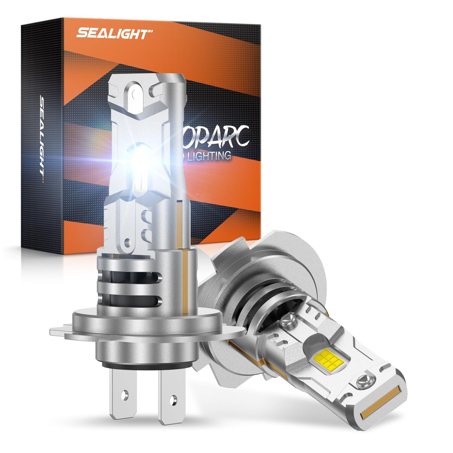 SEALIGHT H7 LED Headlight Bulbs, 60000LM 1000% Super Brighter, 1:1 Mini Size H7 LED Bulbs, 6500K Cool White with Fan, Halogen Replacement, Plug and Play, Pack of 2