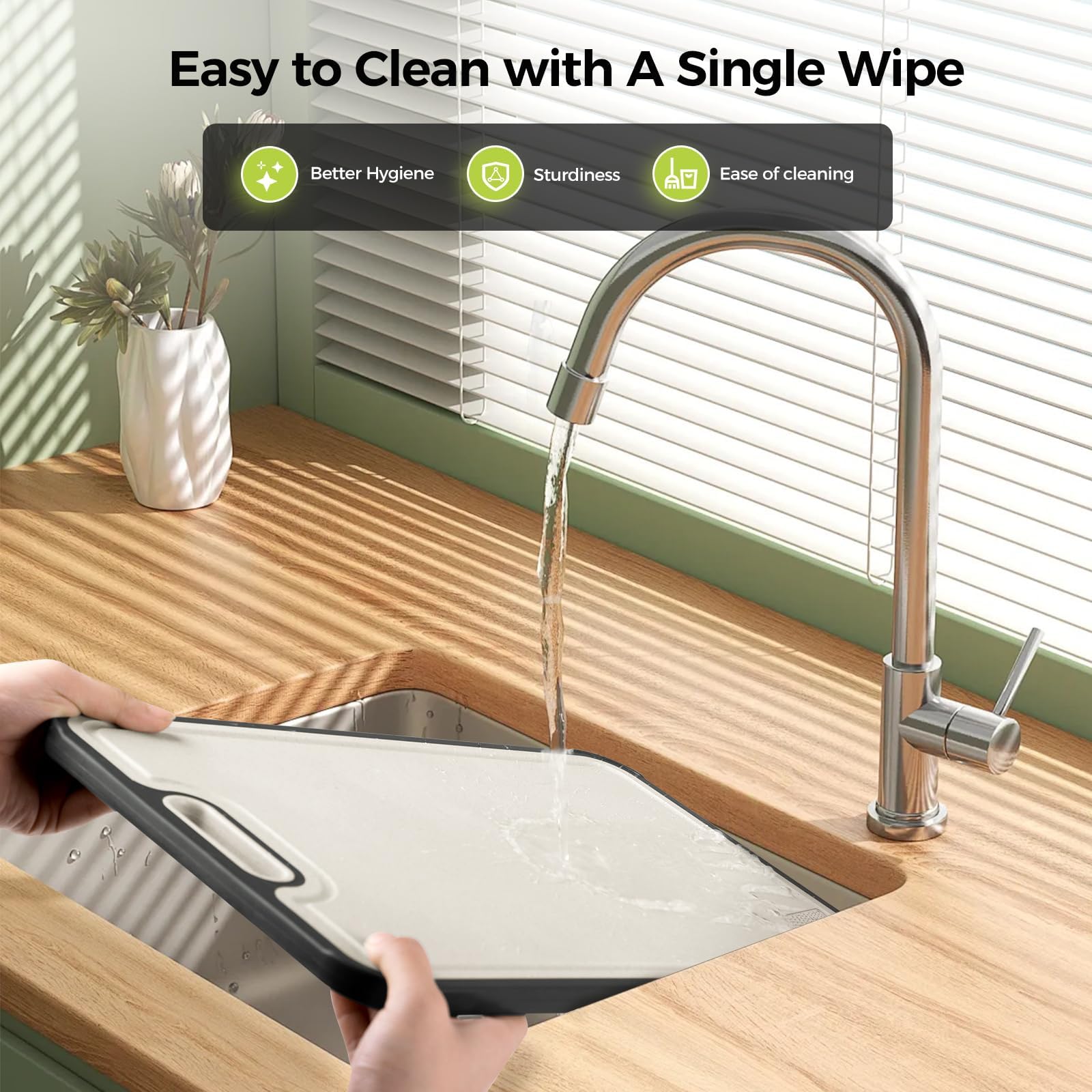 Titanium Cutting Board for Kitchen, Cutting Board Double Sided Food Grade, Pure Titanium/PP, Easy to Clean Large Size 16”×10” - Available at All In One Marketplace Canada