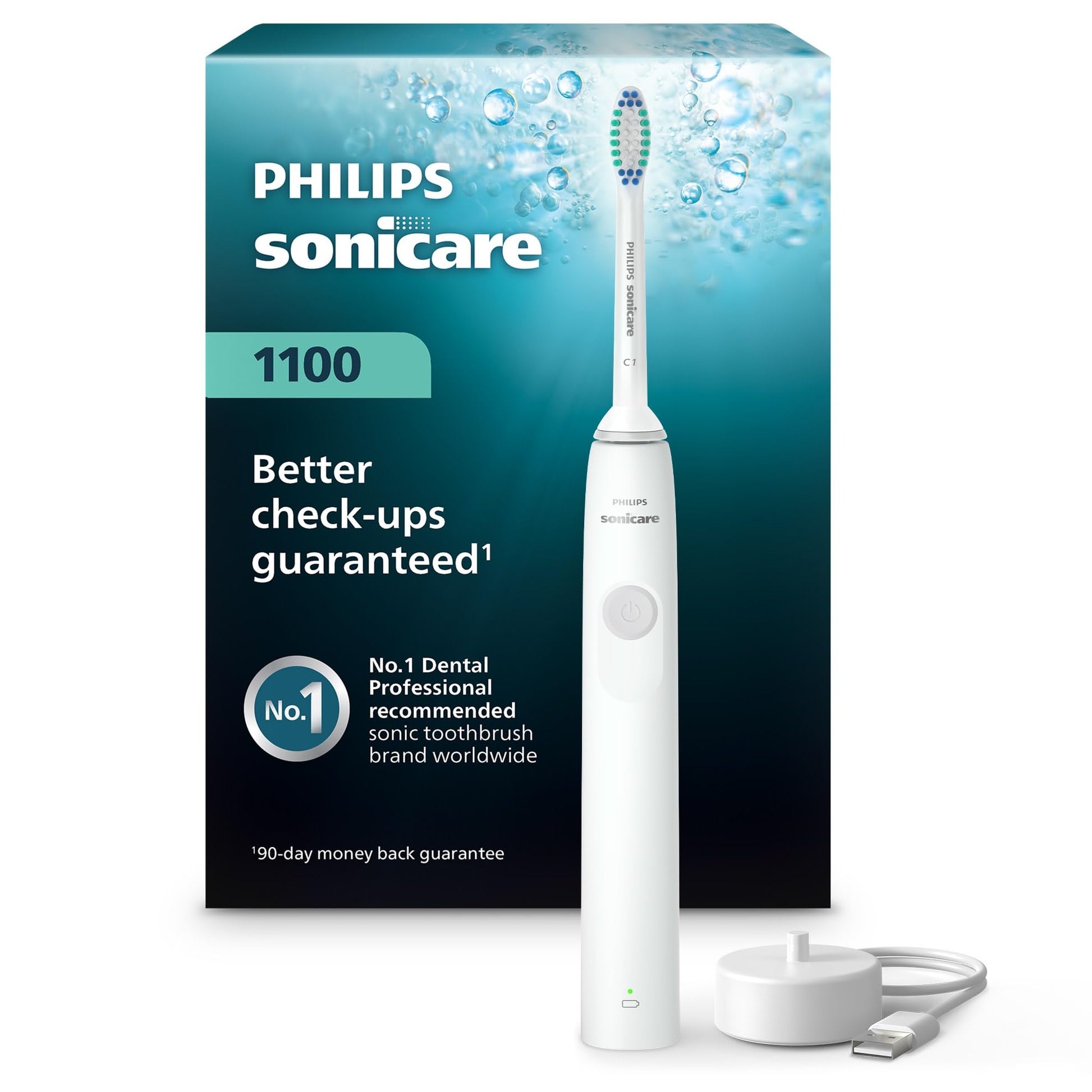 Philips Sonicare 1100 Rechargeable Electric Toothbrush, 1 Brush Head, White Philips Sonicare