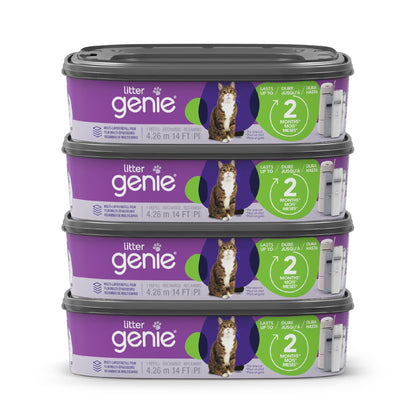 Litter Genie Standard Square Refill Bags, 4-Pack, 56 ft of Continuous Film