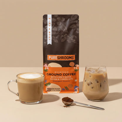 PureShrooms Mushroom Ground Coffee – Medium Roast Arabica with Lion's Mane, Reishi & Cordyceps – 340g