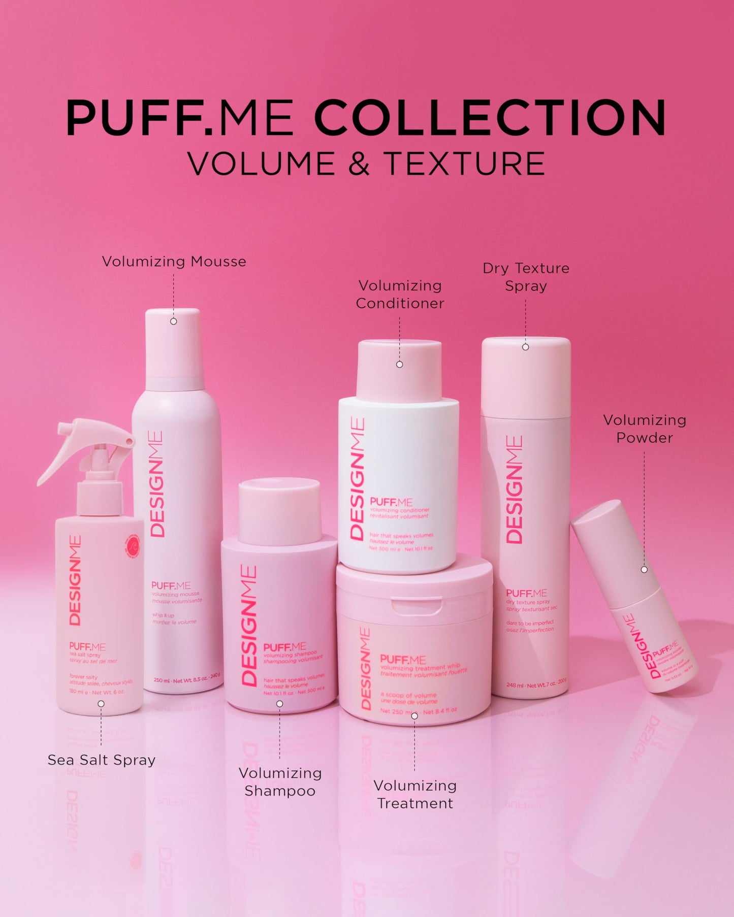 DESIGNME PUFF.ME Sea Salt Spray | Sea Salt Texture Spray for Beach Waves, Volume & Tousled Texture | Soft Hold, Lightweight Hydration & Non-Drying Sea Salt Hair Spray for Women - Available at All In One Marketplace Canada