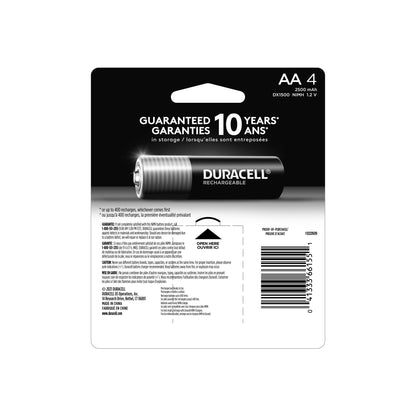 Duracell Rechargeable AA Batteries, 4 Count, Pre-Charged NiMH
