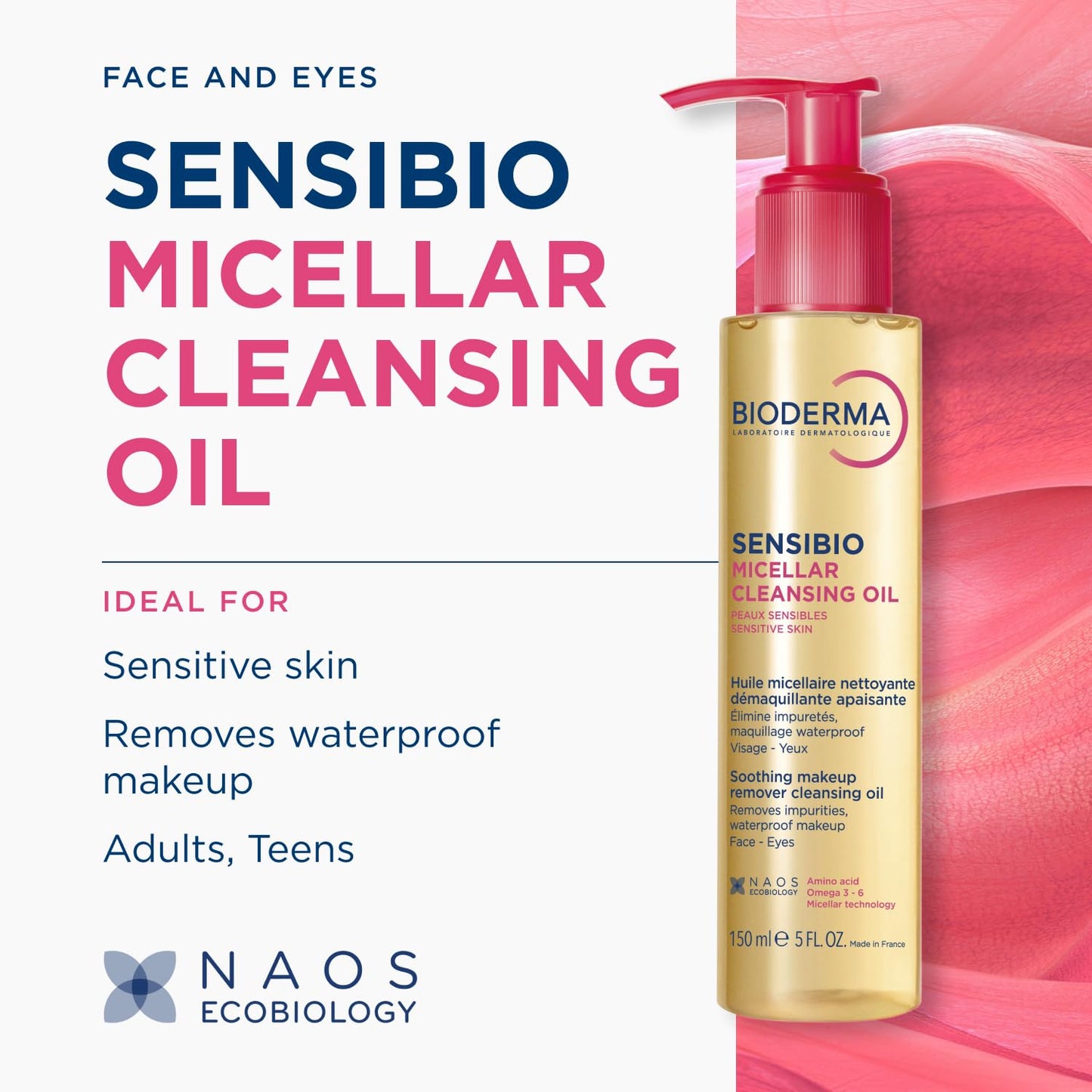 Bioderma Sensibio Micellar Cleansing Oil, 1st Ecobiological Micellar Formula Gentle Face Cleanser, Cleanses, Soothes & Nourishes Skin, Oil-to-Milk Texture, Fragrance-Free, Gentle on Skin - Available at All In One Marketplace Canada