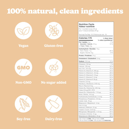 Good Protein Vegan Plant-based Protein Powder 100% Natural, Non-GMO, Dairy-free, Gluten-free, Soy-free, No Added Sugar and Nothing Artificial. Chai Latte All-in-One Shake 440 grams
