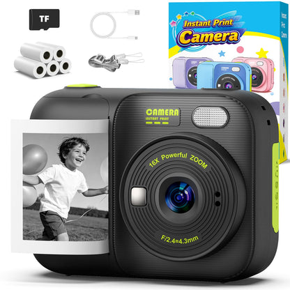 Kids Instant Print Camera with 5 Rolls Print Paper, 1080P HD Camera, Rechargeable Portable Toddler Selfie Camera, Christmas Birthday Gifts Toys for Boys Girls Age 3-12 🍁 All In One Marketplace Canada