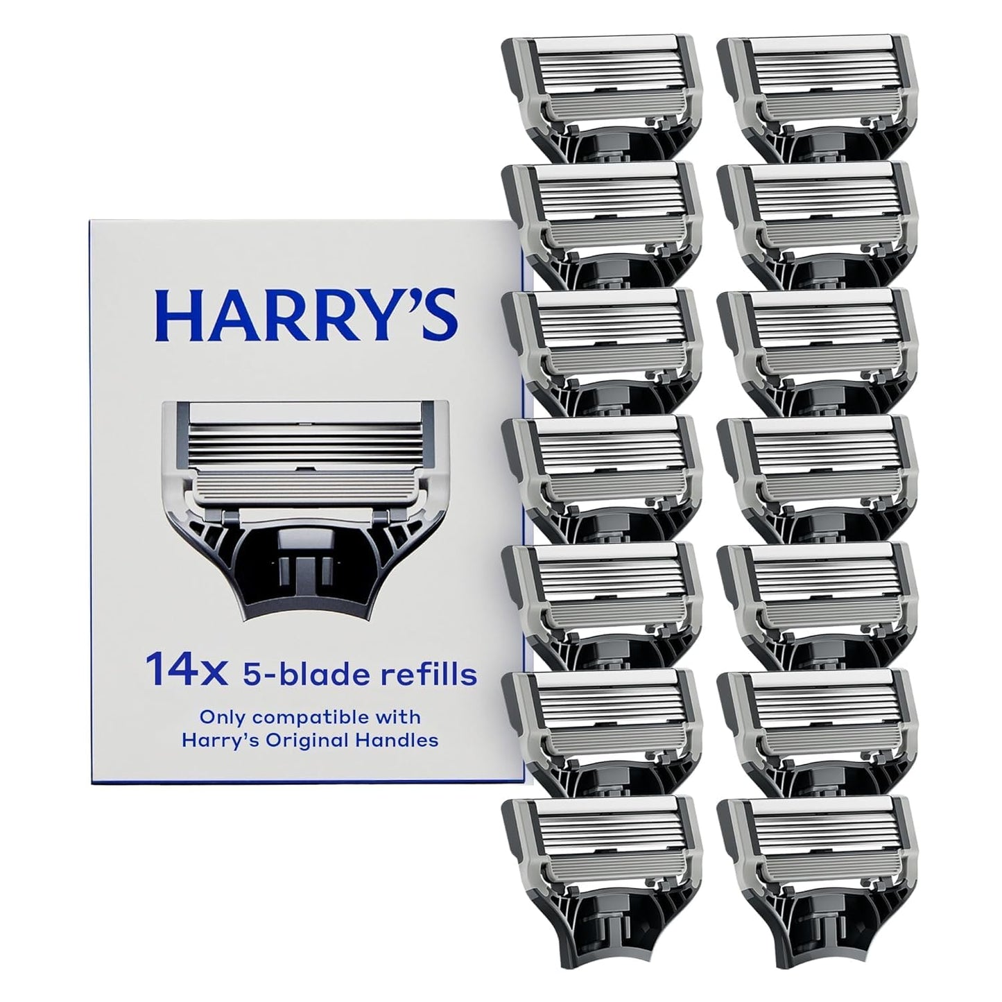 Harry's Original Blades - Men's Razor Refill Pack for Smooth Shaving - Razor Head Replacement - Five Sharp Blades - Flexible Hinge - Moisture Strip - Precision Trimmer - 14 count - Available at All In One Marketplace Canada