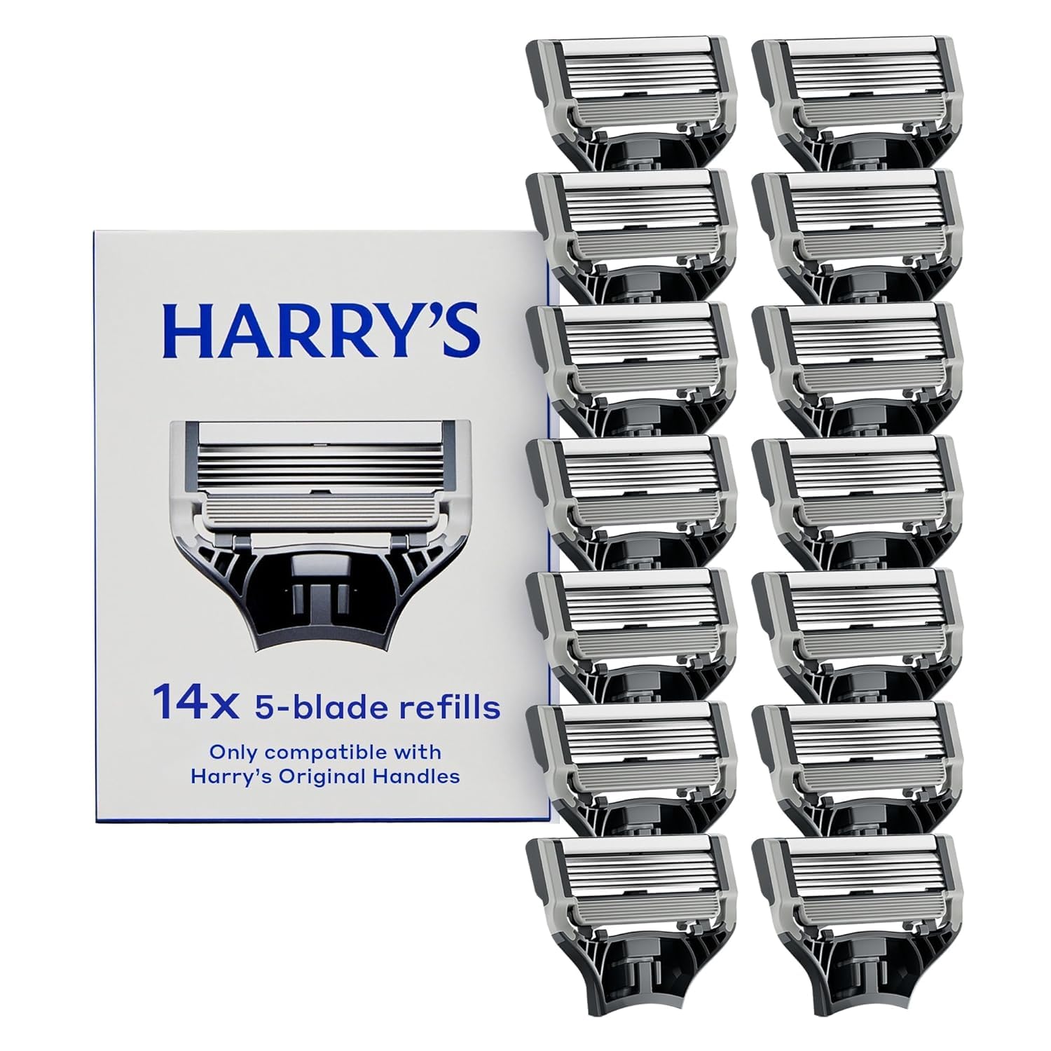 Harry's Original Blades - Men's Razor Refill Pack for Smooth Shaving - Razor Head Replacement - Five Sharp Blades - Flexible Hinge - Moisture Strip - Precision Trimmer - 14 count - Available at All In One Marketplace Canada