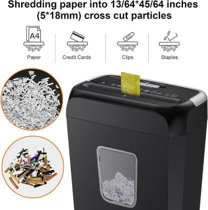 Bonsaii 6-Sheet Crosscut Paper Shredder for Home Use, Small Paper Shredder for Home Office, Portable Document Shredder with 3.4 Gal Wastebasket (C237-B)