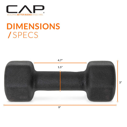 CAP Barbell Neoprene Dumbbell Weights, 8 lb Pair, Black