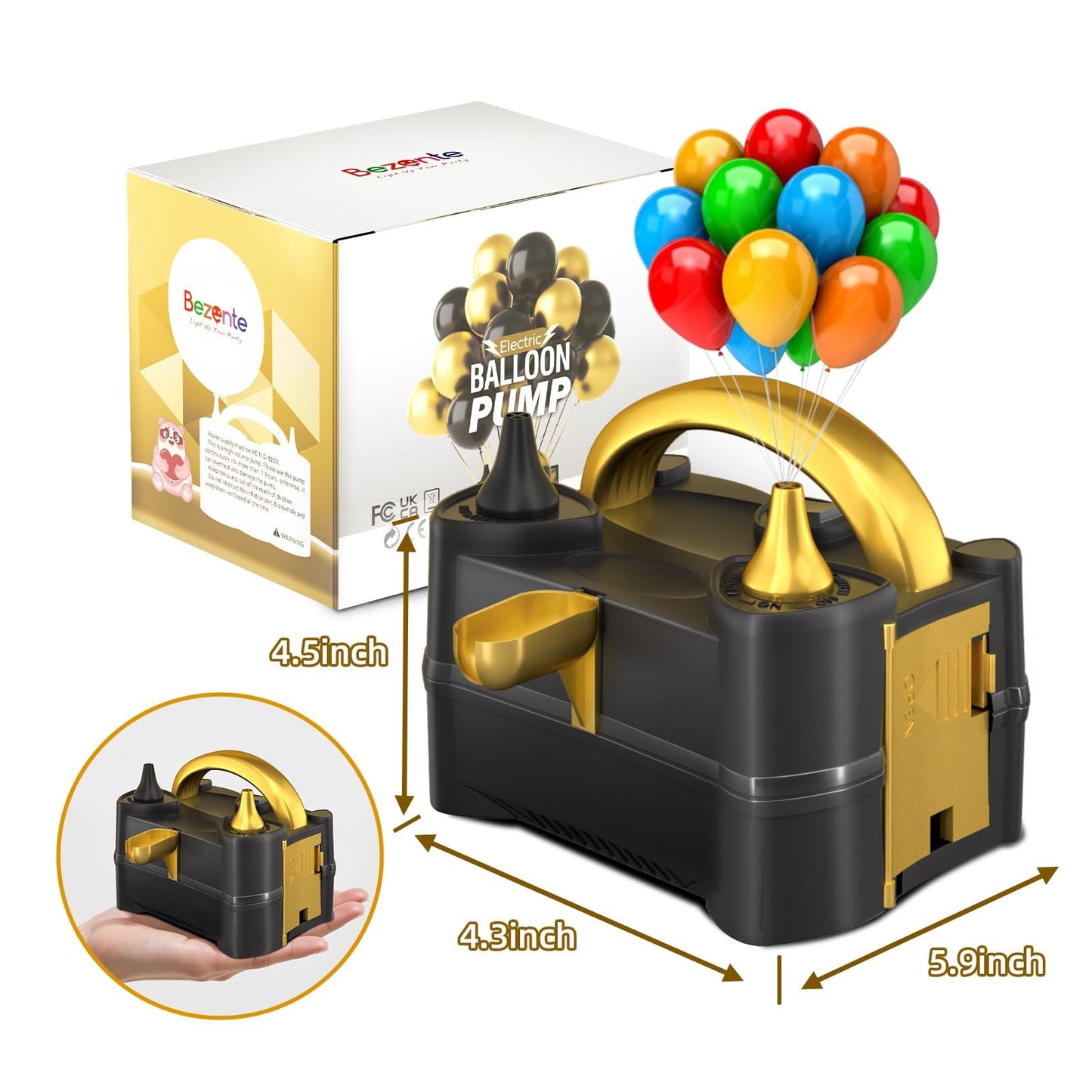 Bezente Balloon Pump Electric, Portable Balloon Inflator Pump Electric Air Pump for Balloons Dual Nozzle Electric Balloon Pump for Birthday Wedding Graduation Party Decorations - Available at All In One Marketplace Canada