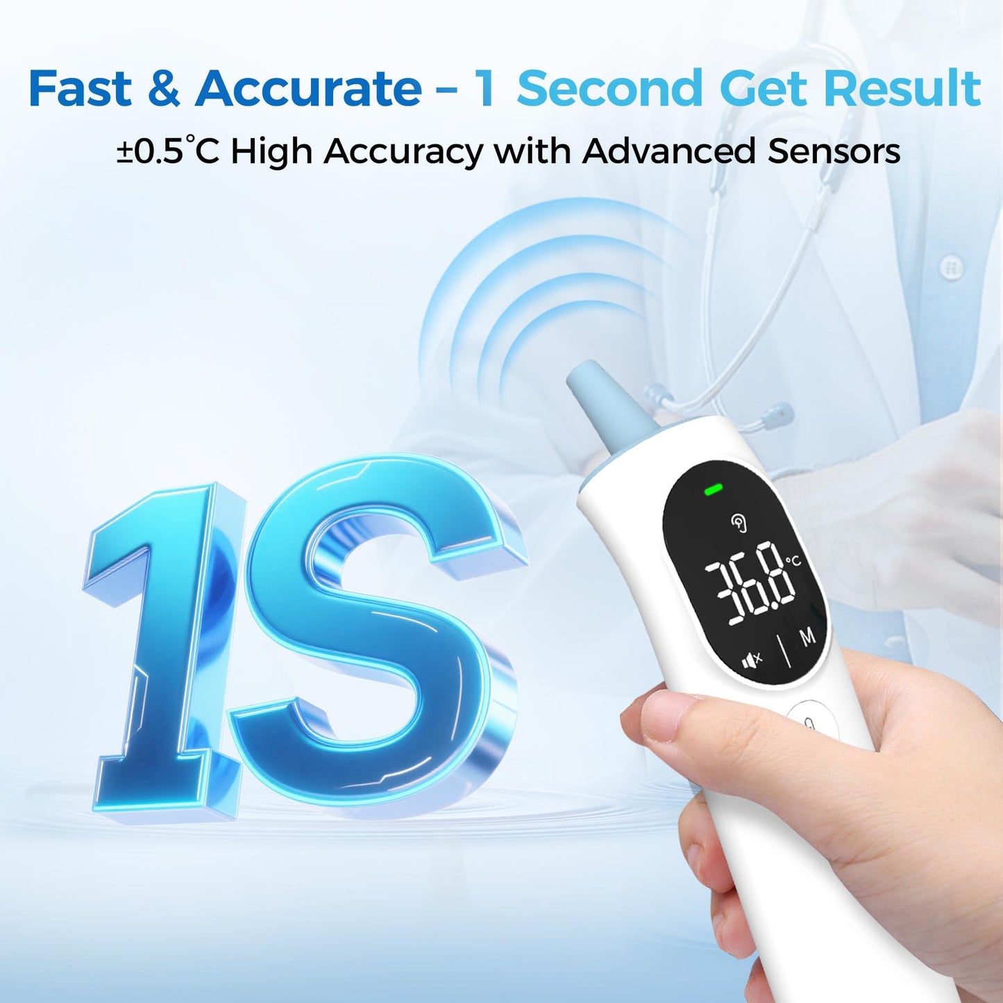 Thermometer Forehead and Ear Thermometer Digital Infrared Thermometer Baby Thermometer Accurate 1s Measure 40 Set Memory Mute Mode LED Screen for Adults Kids Fever Alarm with Storage Bag - Available at All In One Marketplace Canada