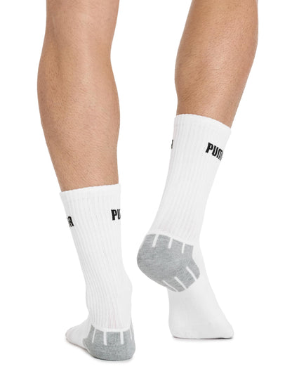 PUMA Men's 8 Pack Athletic Cushioned Crew Socks, White/Black, 10-13 PUMA