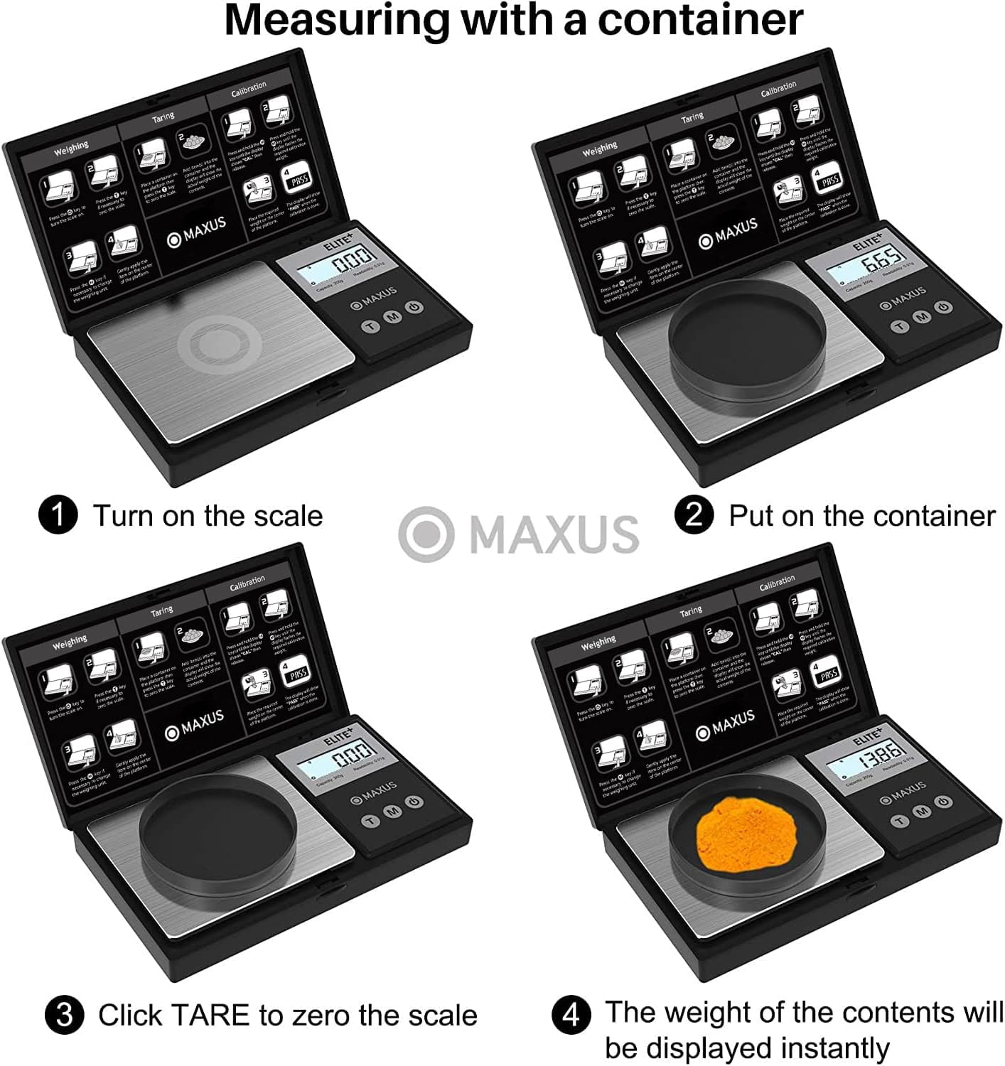 MAXUS Precision Pocket Scale 500g x 0.01g, Digital Gram Scale with Tray, Small Food Scale, Jewelry Scale, Ounces Grains Scale with Backlit LCD - Available at All In One Marketplace Canada