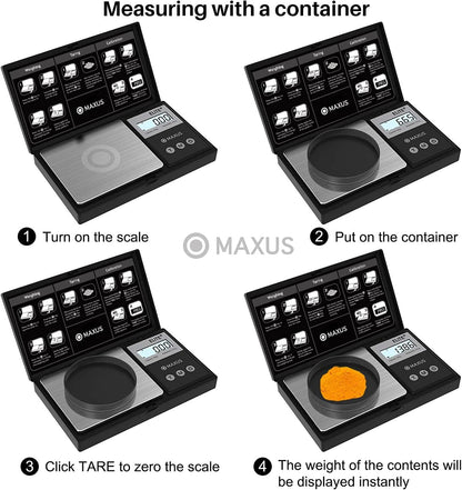 MAXUS Precision Pocket Scale 500g x 0.01g, Digital Gram Scale with Tray, Small Food Scale, Jewelry Scale, Ounces Grains Scale with Backlit LCD - Available at All In One Marketplace Canada