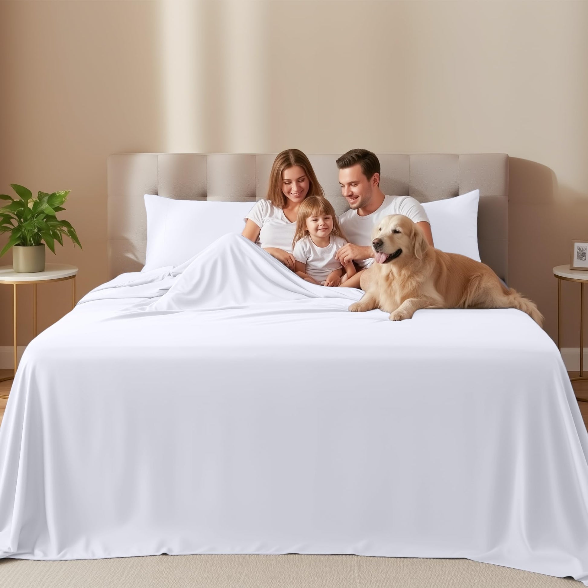 Utopia Bedding Queen Bed Sheets - 4 Piece Queen Size Cooling Sheet Set - Hotel Luxury Soft Breathable Microfiber, Oeko-TEX, Deep Pocket Easy Fit & Care, Fade & Wrinkle Resistant, White