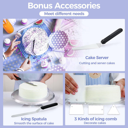 Ohuhu 12" Cake Turntable, Aluminum Rotating Stand with Spatulas & Combs 🍁 All In One Marketplace Canada