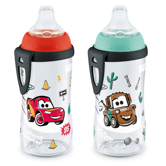 NUK Active Sippy Cup, Disney's Cars, Lightning McQueen, 10 oz (300 mL), 2 Pack, BPA-Free, Spill-Proof, Transition Cup - Available at All In One Marketplace Canada