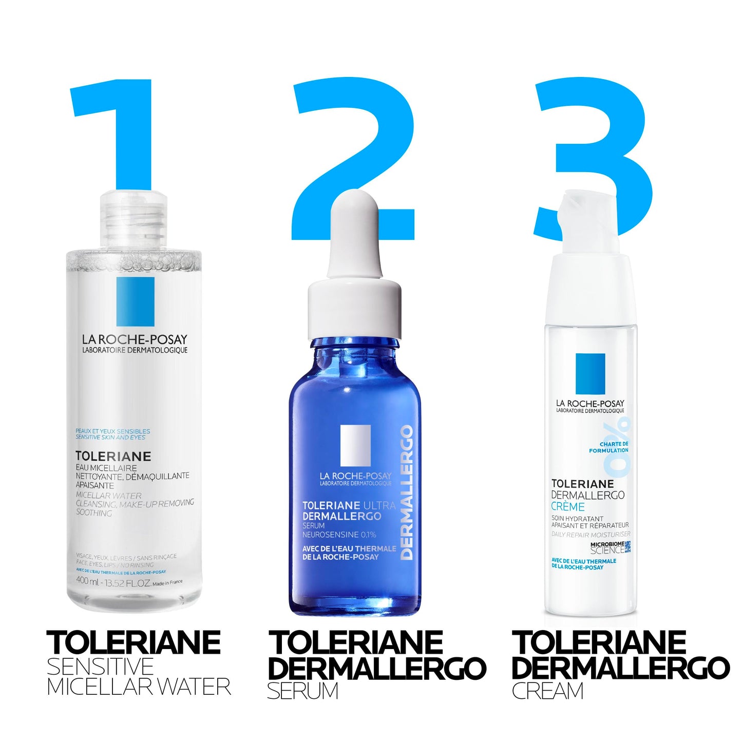 La Roche Posay Toleriane Micellar Water for Ultra Sensitive Skin, Cleanses and Removes Makeup, formulated with Glycerin & Thermal Spring Water, Hypoallergenic, Recommended by Dermatologists, 400ml La Roche-Posay