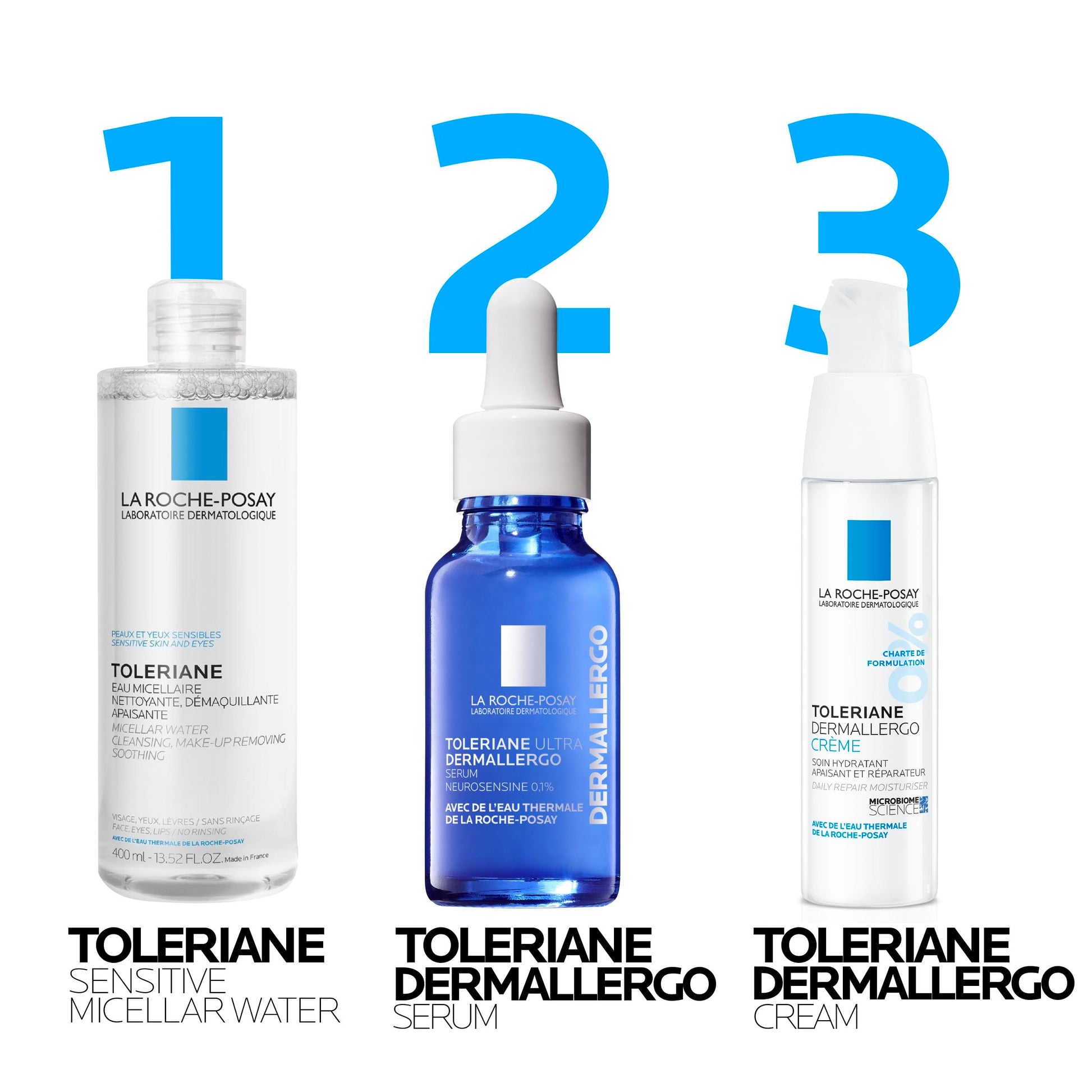 La Roche Posay Toleriane Micellar Water for Ultra Sensitive Skin, Cleanses and Removes Makeup, formulated with Glycerin & Thermal Spring Water, Hypoallergenic, Recommended by Dermatologists, 400ml La Roche-Posay