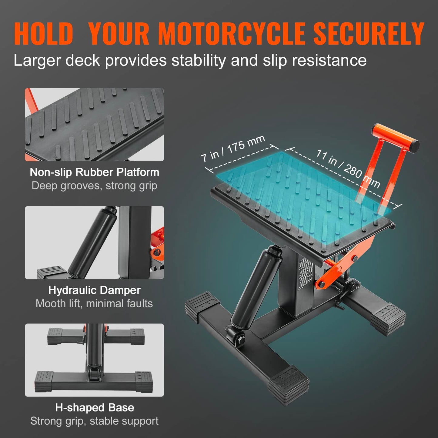 VEVOR Dirt Bike Lift Stand, Motorcycle Jack Lift Stand 440 lbs Capacity and Hydraulic Lift Operation, Adjustable Height Hoist Table, for Dirt Pit Bike Repair, Maintenance, Dirt Bike Accessories 🍁 All In One Marketplace Canada
