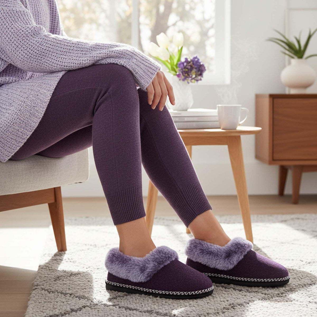 EverFoams Women's Bootie Slippers Memory Foam Purple, Size 8 US 🍁 All In One Marketplace Canada