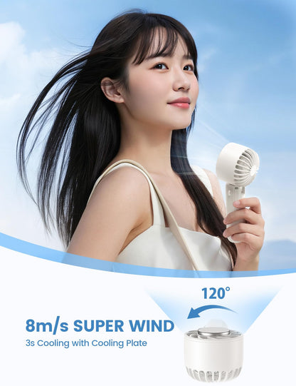 Lamicall Frozen Pad Handheld Fan, Cooling Plate Portable Fan - Refrigerating Freezer Pad, 5s Instant Cooling to 10°C Ice Cool, Mini Air Conditioner with 3 Speeds, Desk Table with Lanyard, Mom Gift