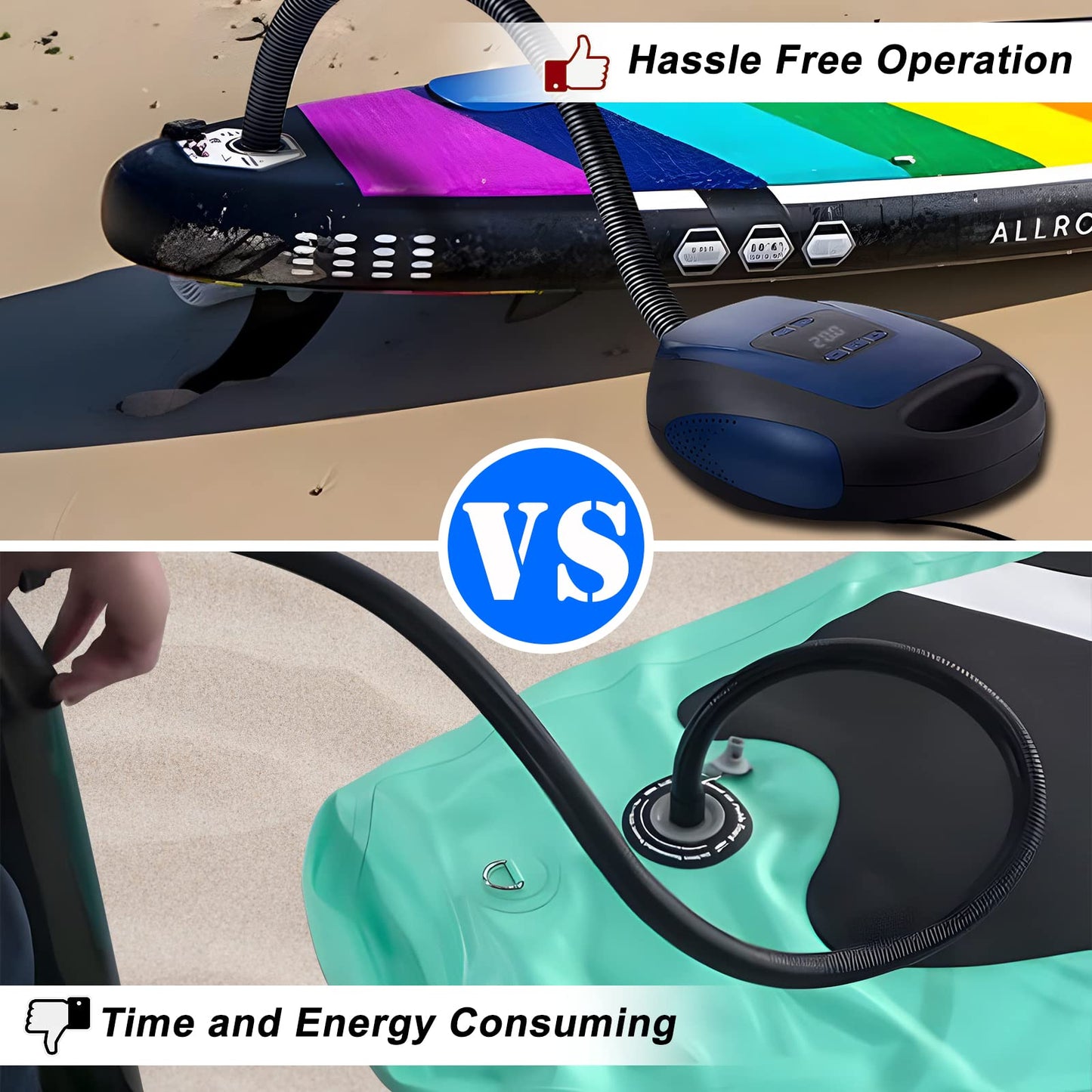 Paddle Board Pump, SUP Electric Air Pump, Portable 20 PSI Air Compressor, Auto-Off Inflation & Deflation Function with 12V DC Car Cigarette Lighter for Paddle Board,Inflatable Sups, Kayaks and Boats