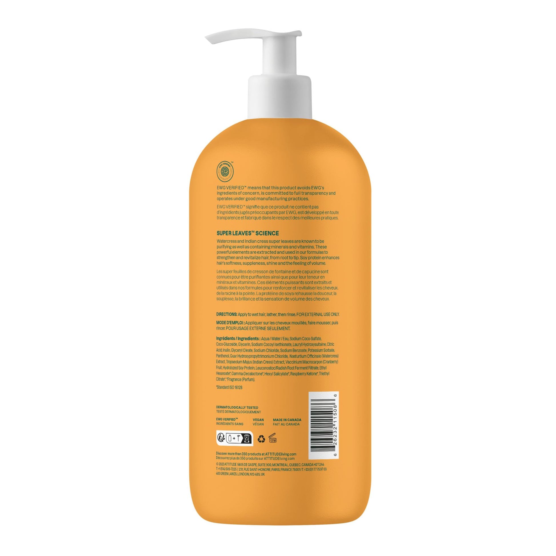 ATTITUDE Volume and Shine Hair Shampoo, Made in Canada, EWG Verified, For Thin Hair, Naturally Derived Ingredients, Vegan and Plant Based, Soy Protein And Cranberries, 946 mL