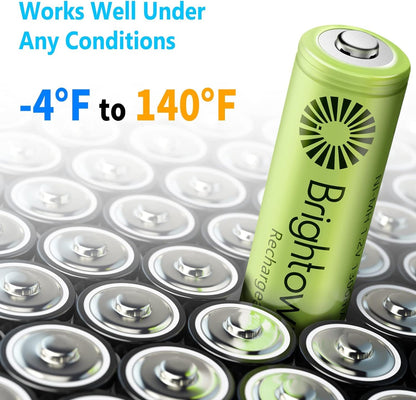 Brightown 12-Pack Rechargeable AA Batteries - 1000mAh 1.2V NiMH High Capacity Batteries - Ideal for Solar Lights & Home Devices, Recharge up to 1000x Times, Pre-Charged - Available at All In One Marketplace Canada