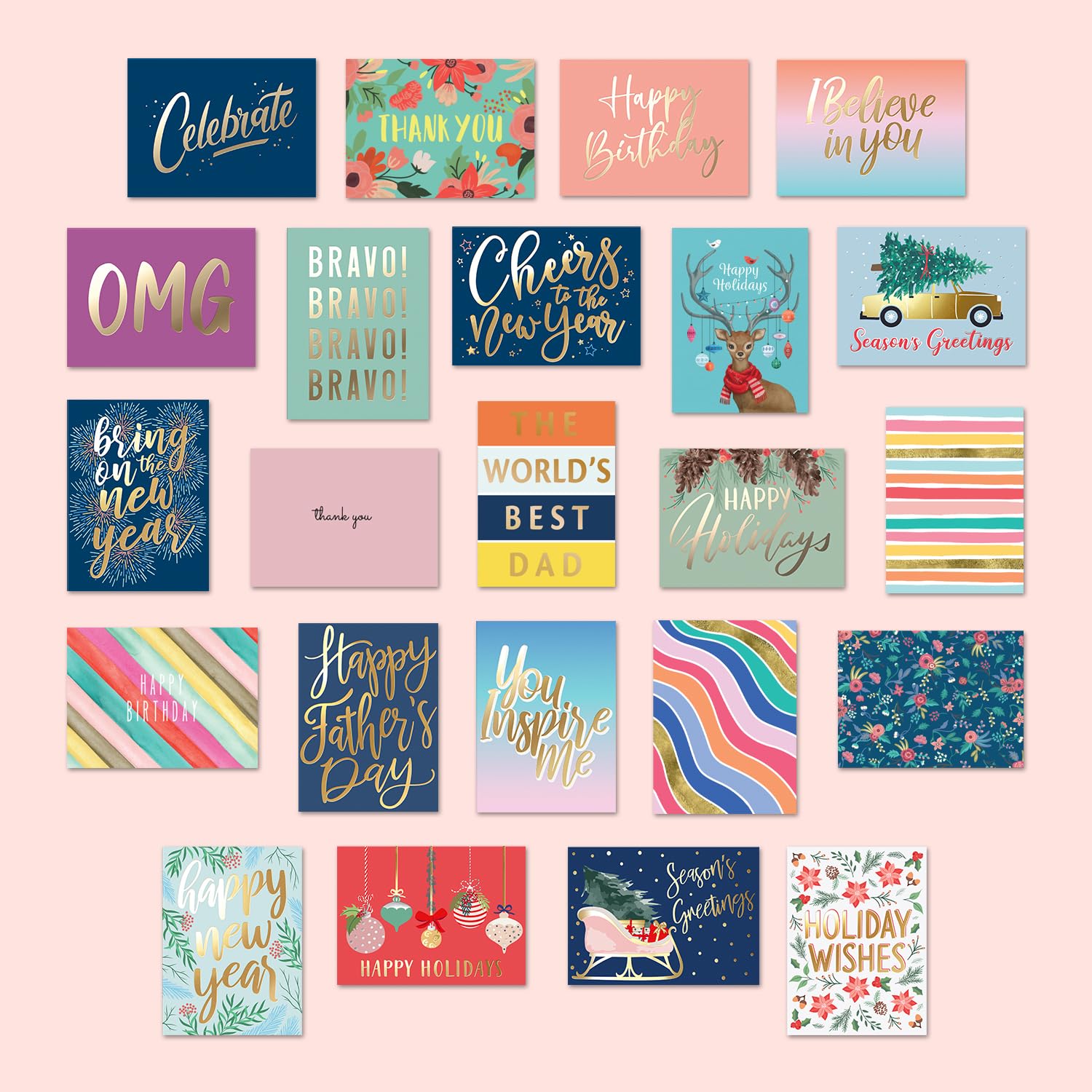 Sweetzer & Orange 100 All Occasion Cards & Envelopes Set - Greeting Notecards Assortment Box - Birthday Cards Bulk for Office, Thank You, Holiday, Blank Notecards & more – Organizer Box Included - Available at All In One Marketplace Canada